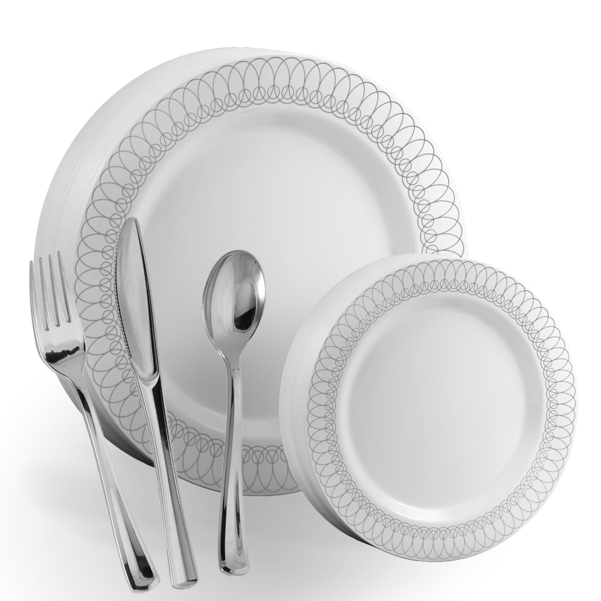 140 Piece Silver Ovals Combo Set | Serves 20 Guests