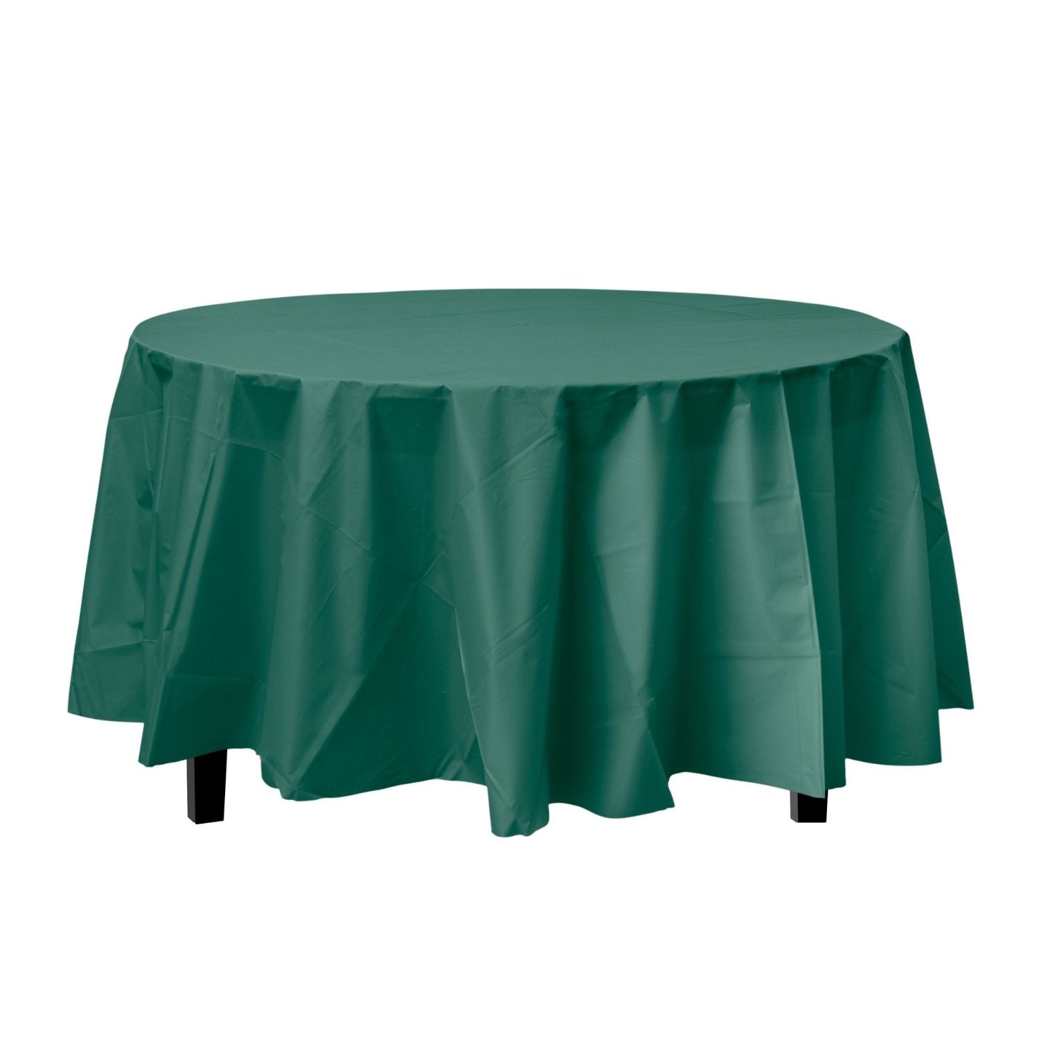 Premium Round Dark Green Plastic Tablecloth | 96 Count - Yom Tov Settings