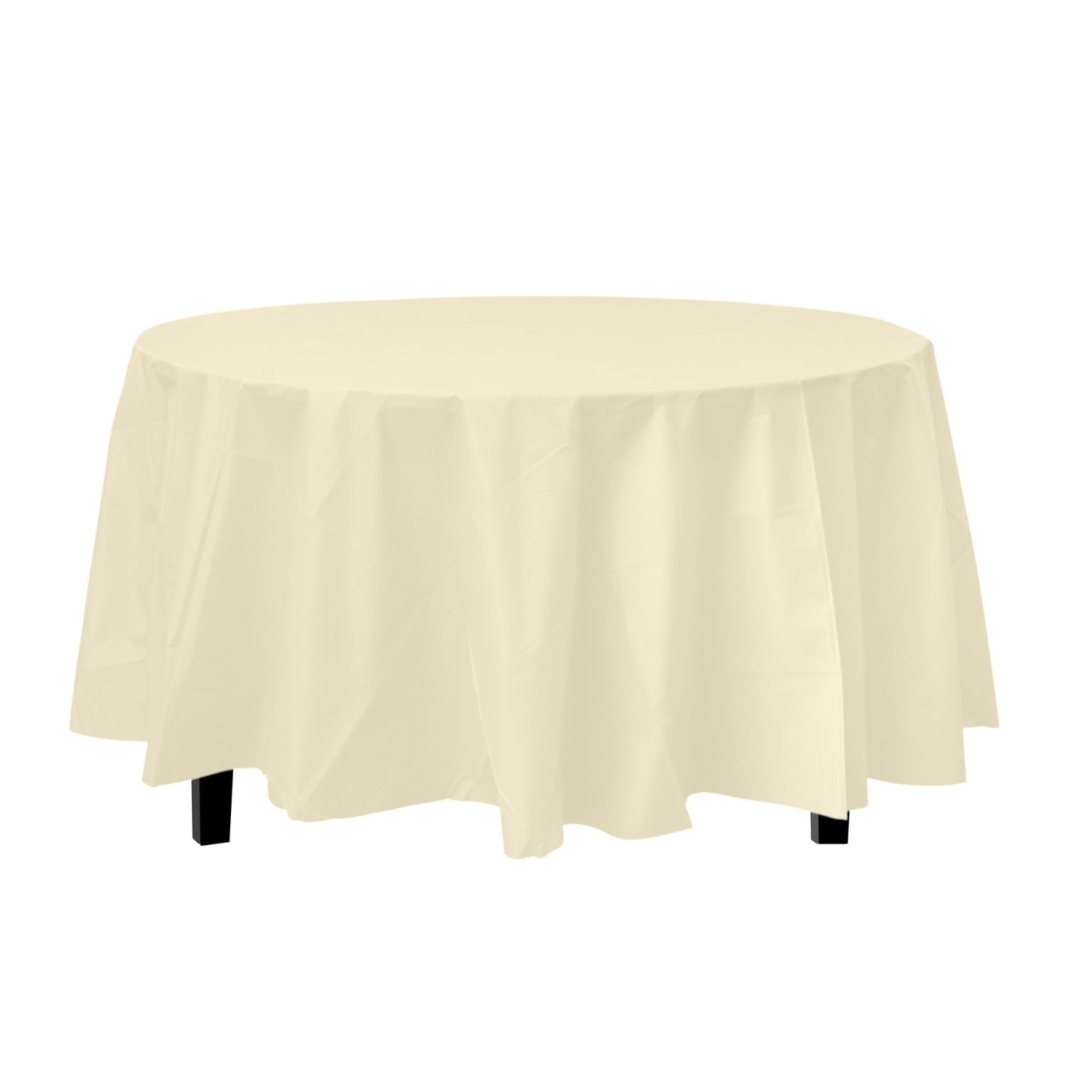 Premium Round Ivory Plastic Tablecloth | 96 Count - Yom Tov Settings