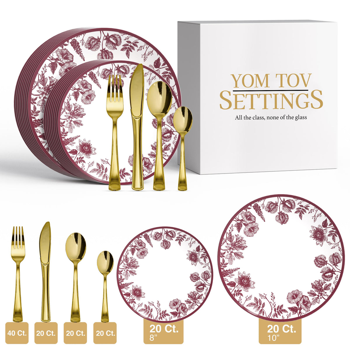 140 Piece Vine Combo Set | Serves 20 Guests