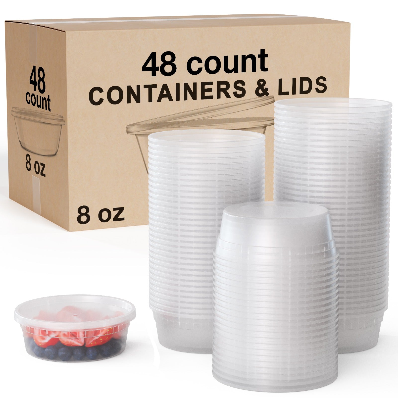 8 Oz. Deli Containers & Lid Combo - Case of 48