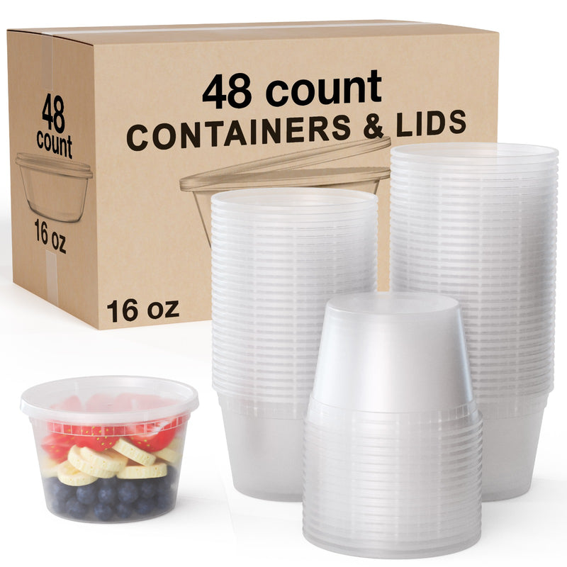 16 Oz. Deli Containers & Lid Combo - Case of 48