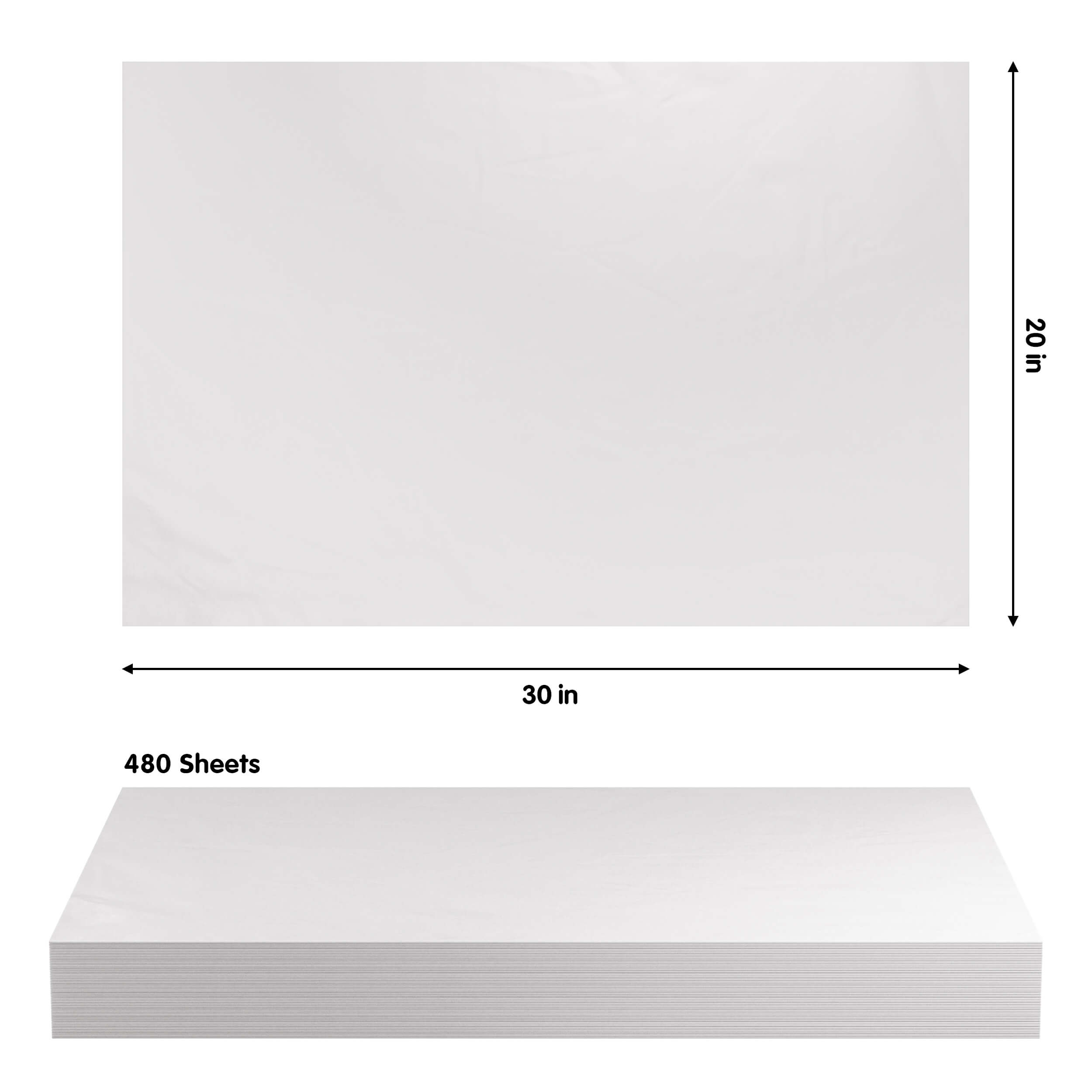 20 In. x 30 In. White Tissue Paper | 480 Sheets