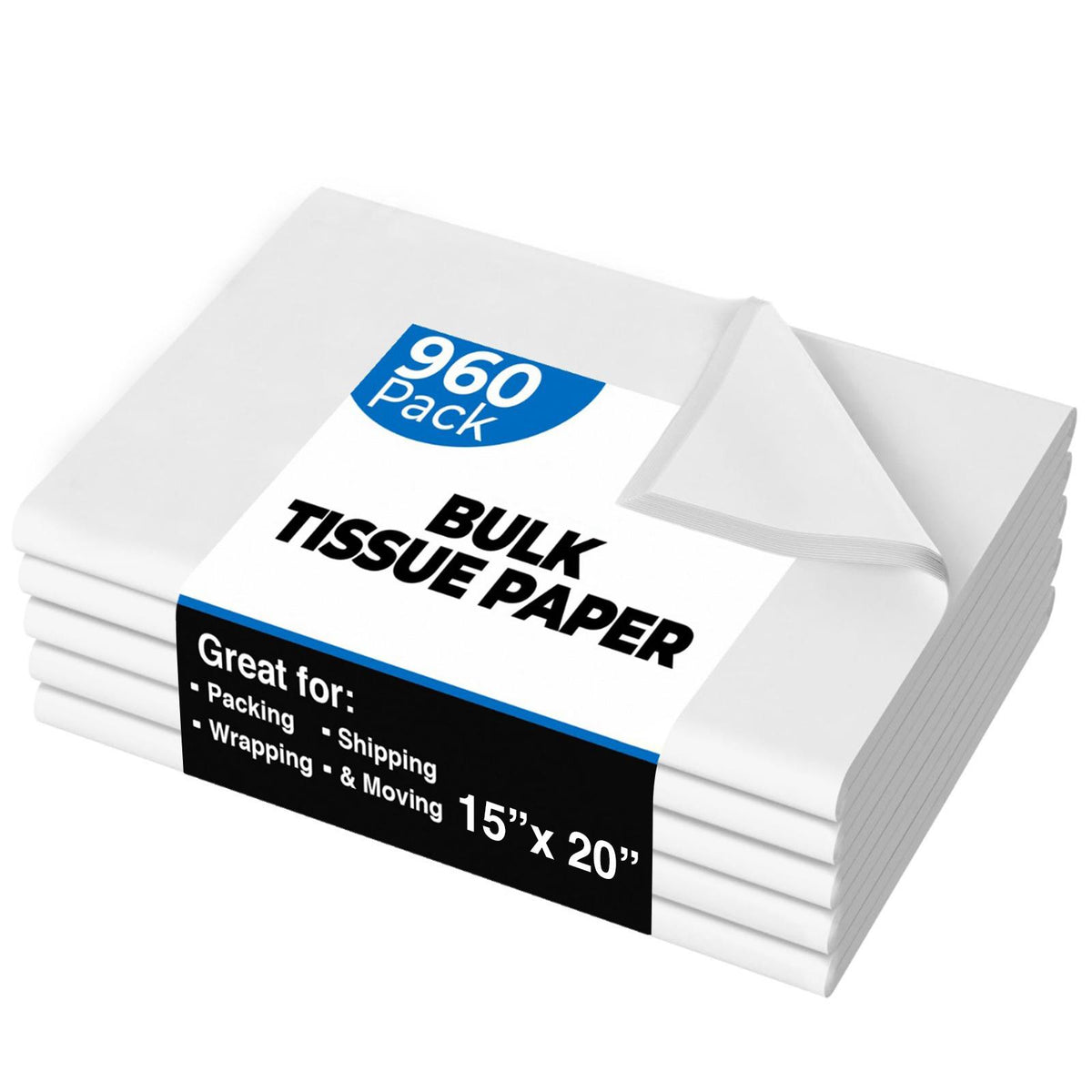 15 In. x 20 In. White Tissue Paper | 960 Sheets