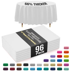 Premium Round White Plastic Table Covers | 96 Count