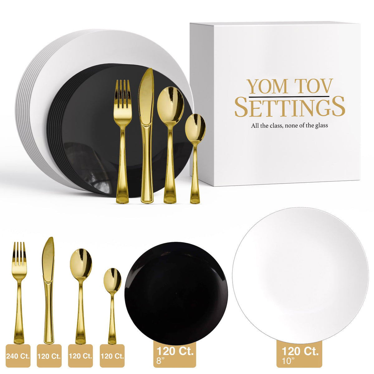 840 Piece White & Black Combo Set | Serves 120 Guests