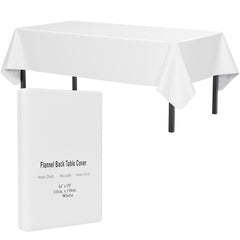 White Flannel Backed Table Cover 54 In. x 70 In. | 2 Pack