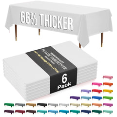 Premium White Plastic Table Covers | 6 Pack
