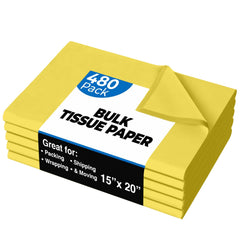 15 In. x 20 In. Yellow Tissue Paper | 480 Sheets