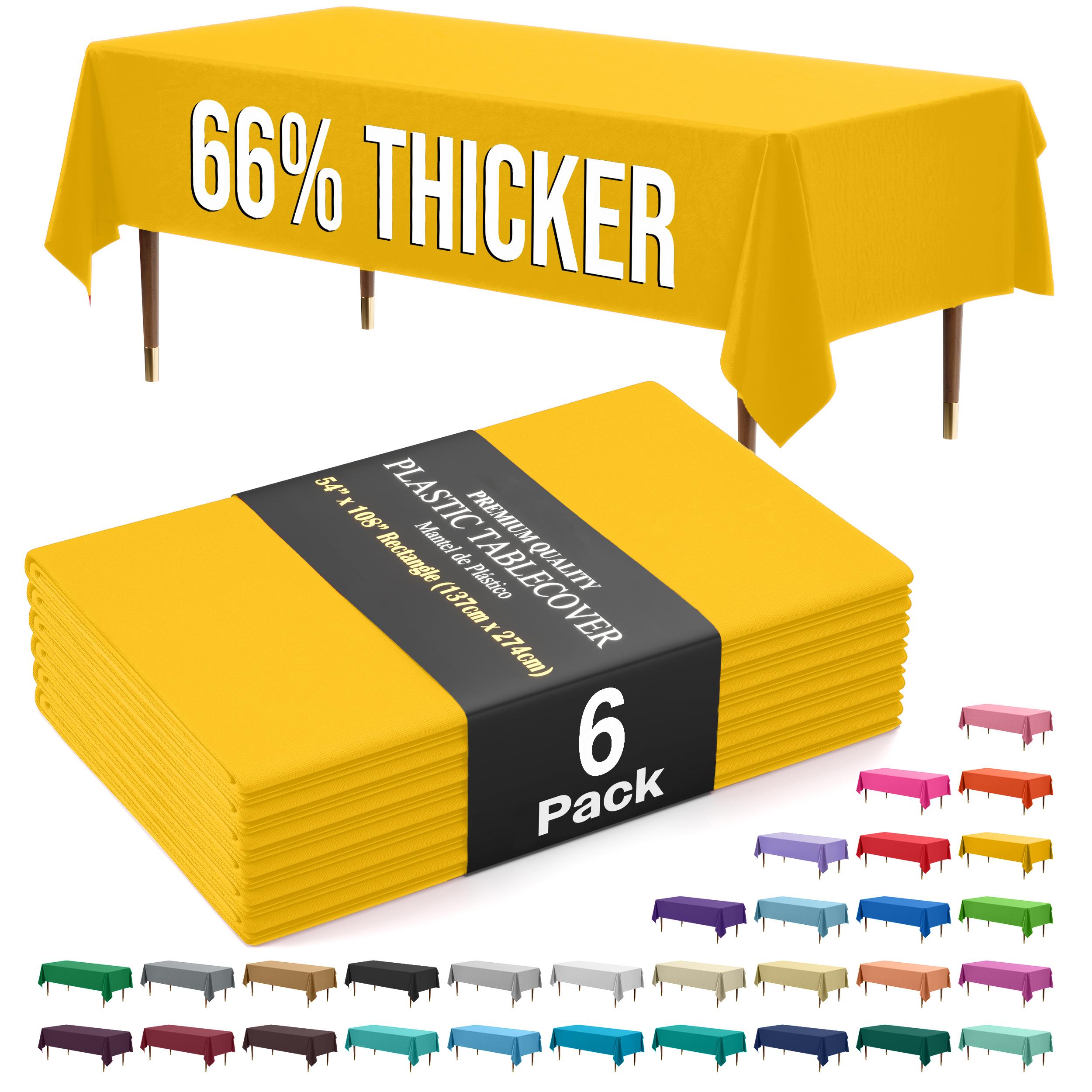 Premium Yellow Plastic Table Covers | 6 Pack