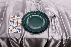 10.5 In. Scalloped Black Aqua Paper Plates | 200 Count