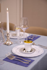 420 Piece White/Navy Victorian Combo Set | Serves 60 Guests