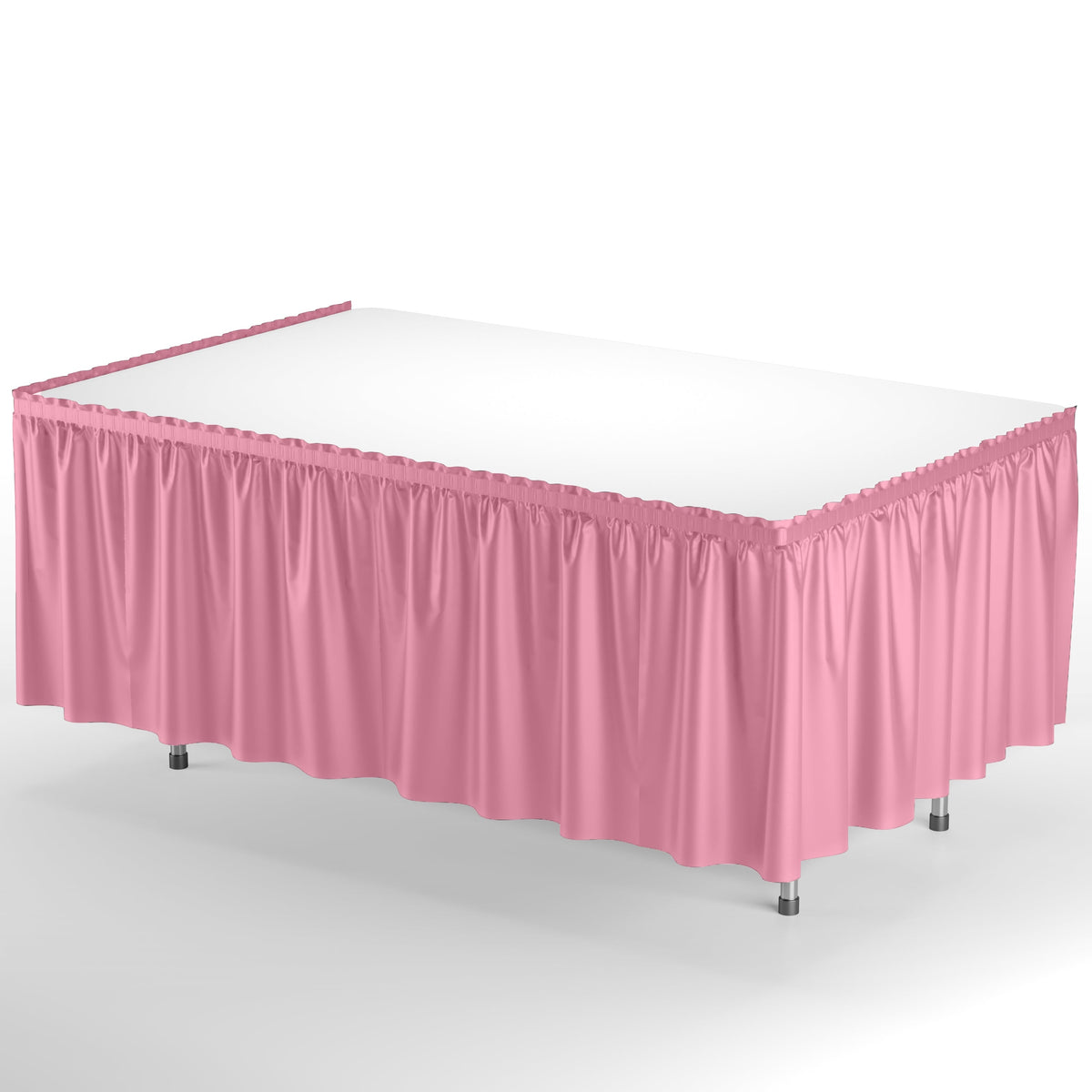 Pink Plastic Table Skirt | 6 Pack