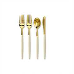 80 Piece Ivory/Gold Cutlery Combo Set