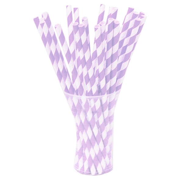 Lavender Striped Paper Straws | 100 Count