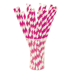 Cerise Striped Paper Straws | 100 Count