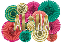 Aloha Fan Decorations, 16-inch, 17-ct - Pack of 3