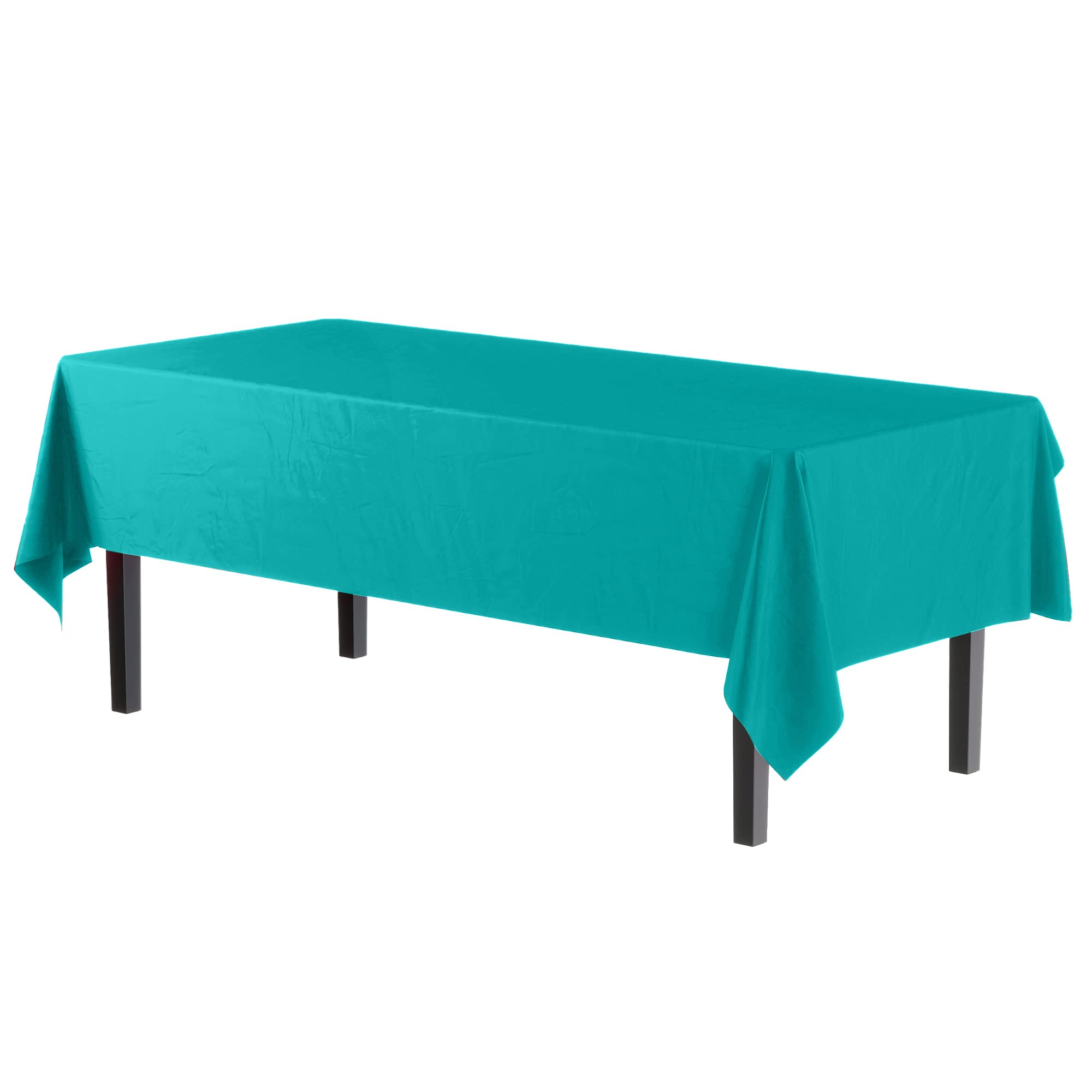 Aqua Plastic Table Covers | 48 Count