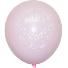 12 In. Pink "Baby Shower" Latex Balloons | 50 Count