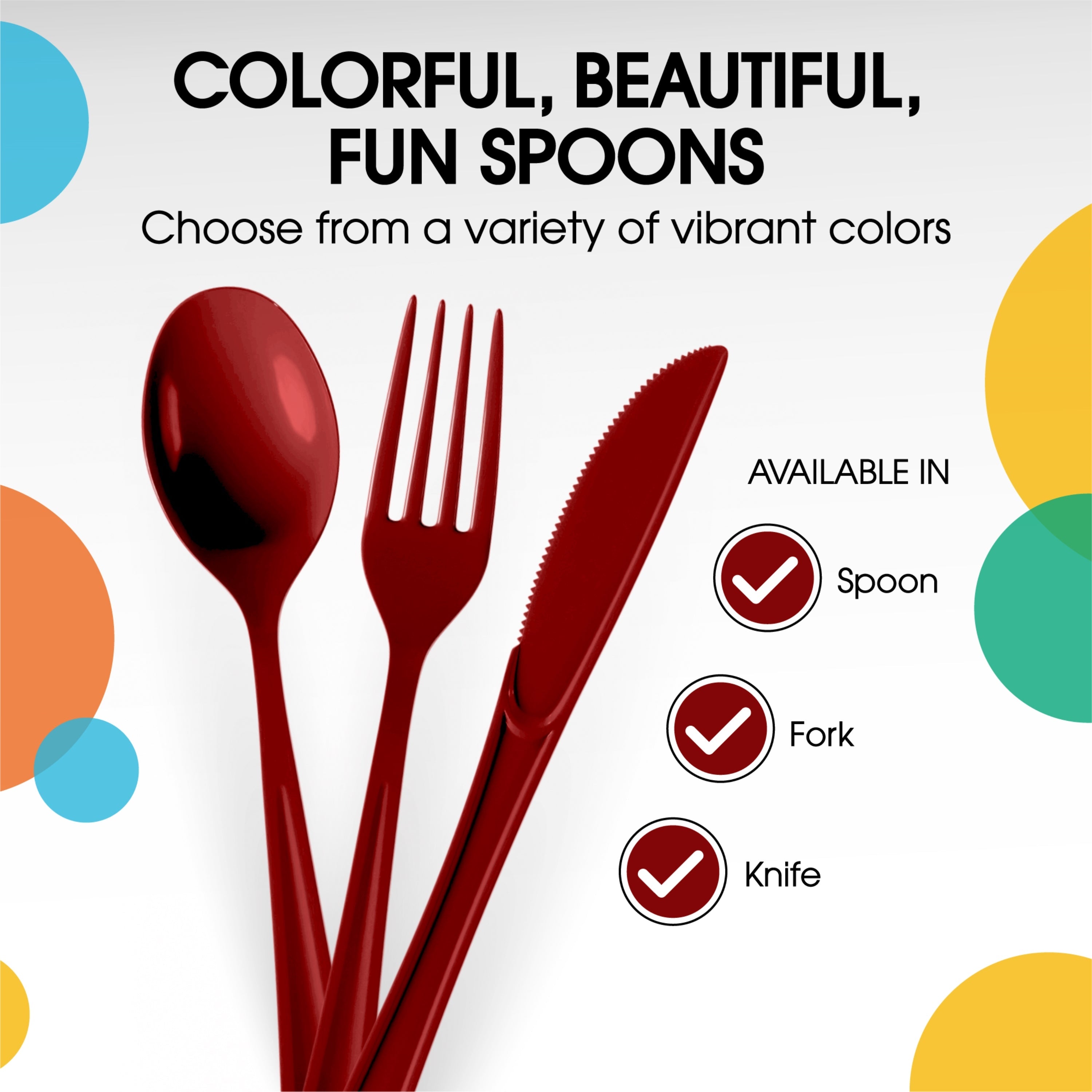 Heavy Duty Burgundy Plastic Spoons | 100 Count