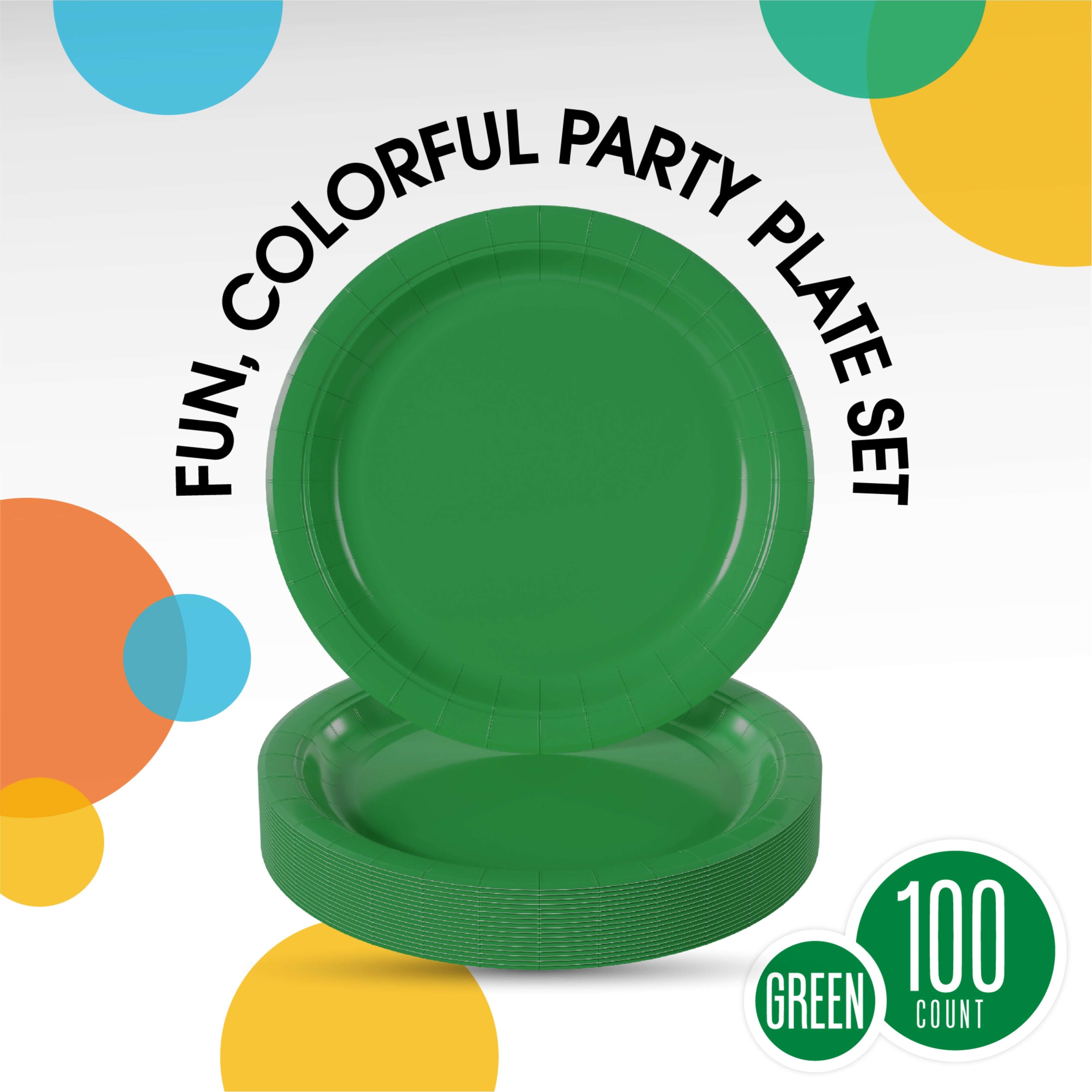 10 In. Emerald Green Paper Plates | 100 Count