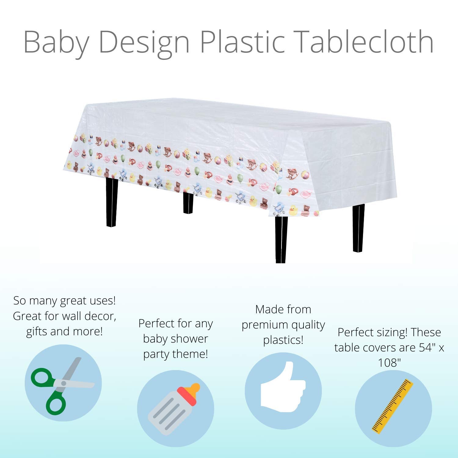 Baby Designs Plastic Table Cover | 12 Pack