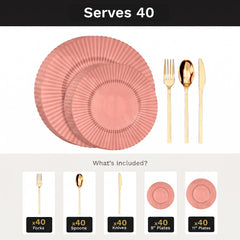 Pumpkin Gemstone Deluxe Set | Plates & Gold Cutlery | Serves 40