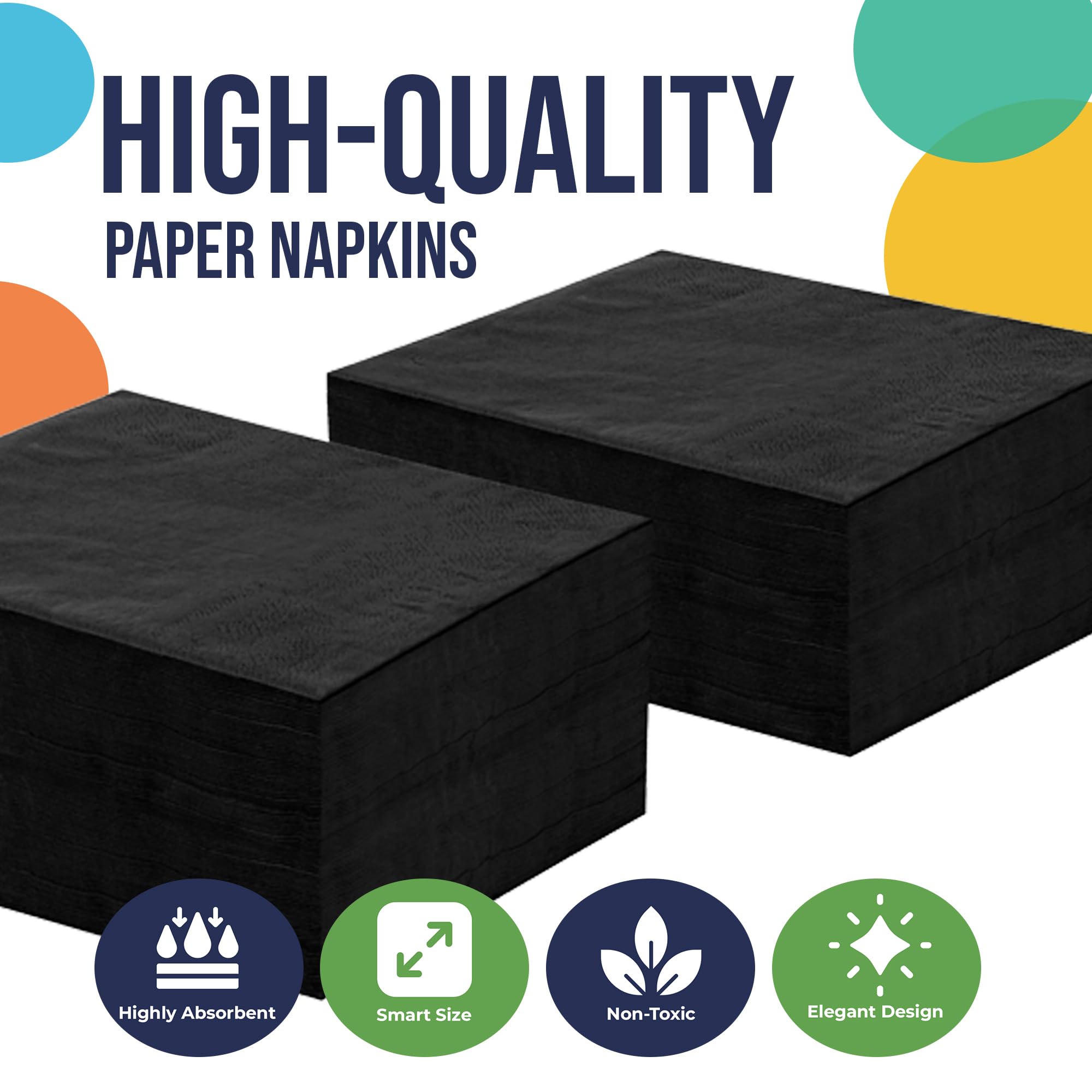 Black Beverage Napkins | 3600 Pack