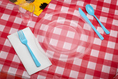 Black Gingham Printed Plastic Table Covers | 48 Count