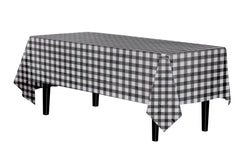 Black Gingham Printed Plastic Table Covers | 48 Count