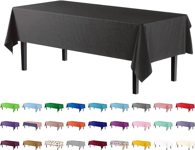 Premium Black Plastic Table Covers | 12 Count