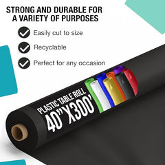 40 In. x 300 Ft. Premium Black Plastic Table Roll | 4 Pack