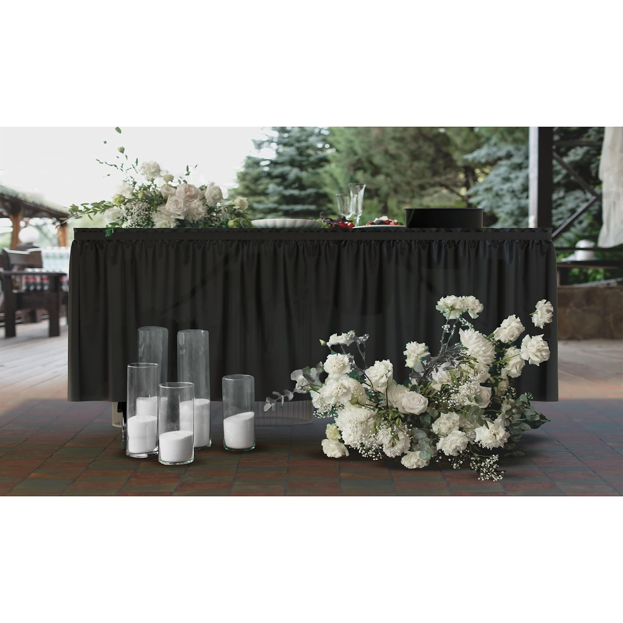 Black Plastic Table Skirt | 6 Pack