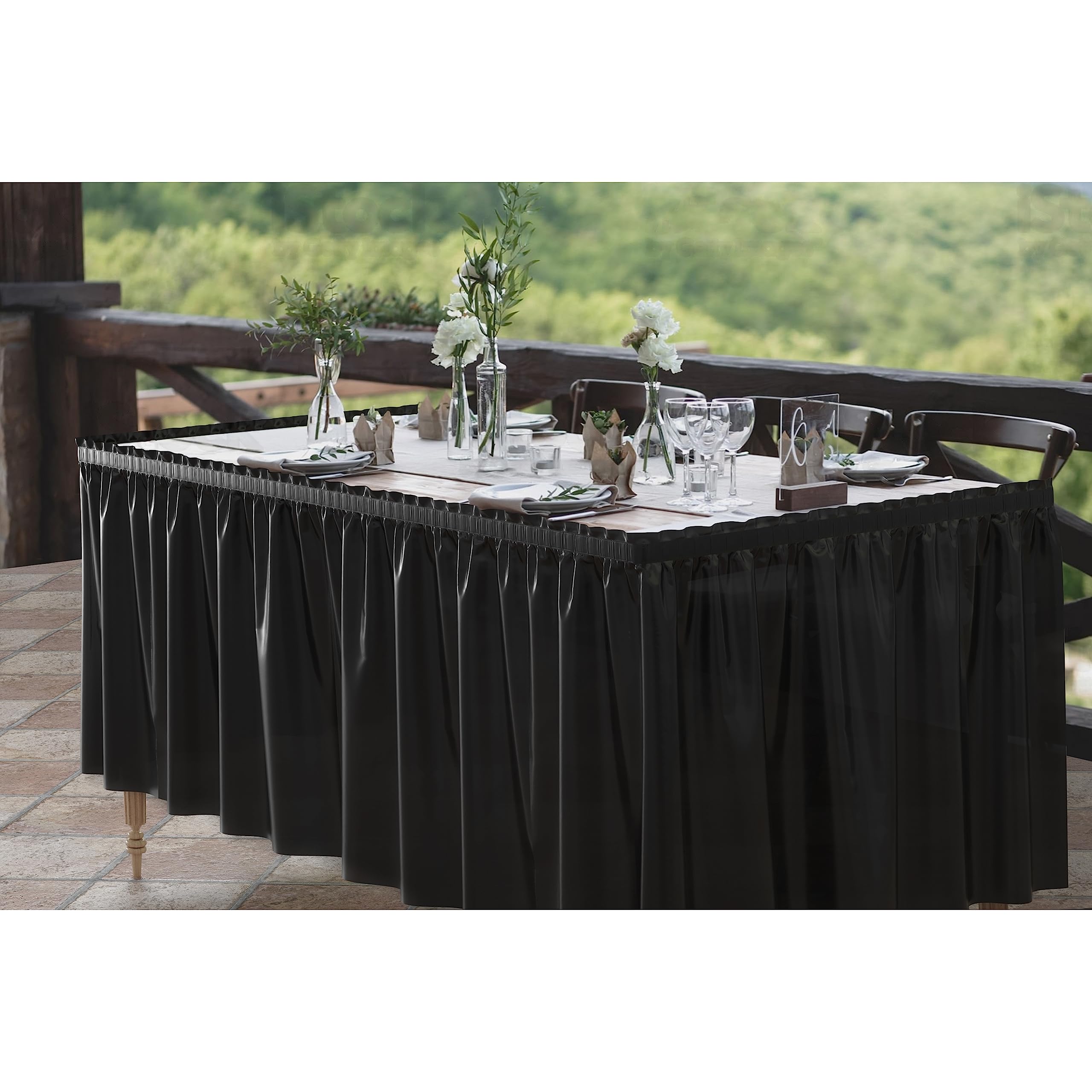 Black Plastic Table Skirt | 6 Pack