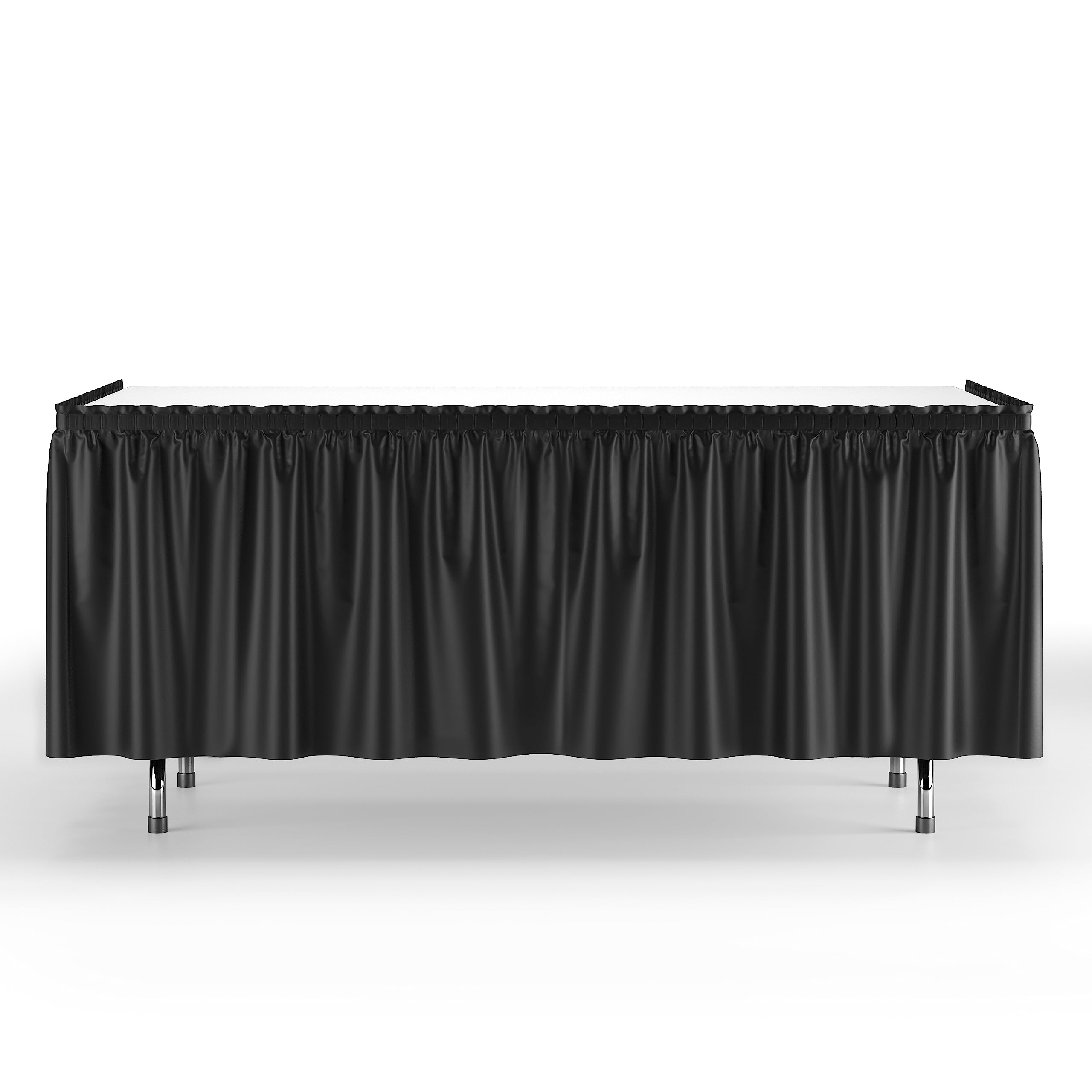 Black Plastic Table Skirt | 6 Pack