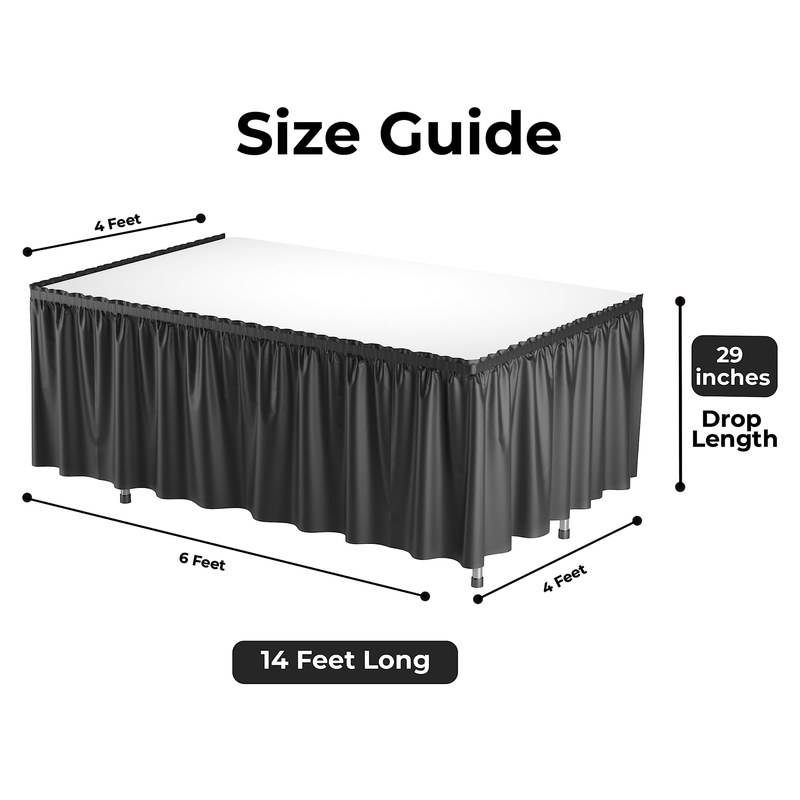 Black Plastic Table Skirt | 6 Pack