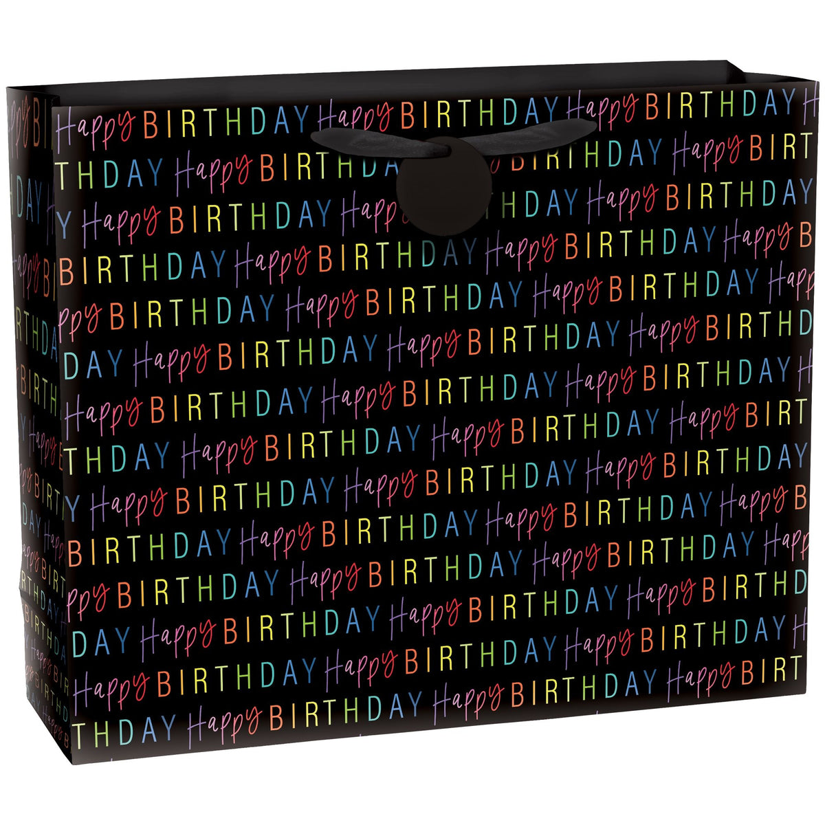 Black Rainbow Birthday Gift Bag, Large - Pack of 2