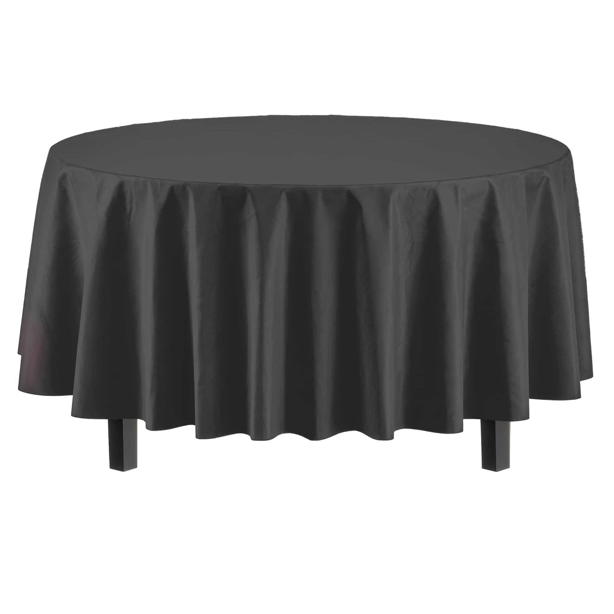 Black Round Plastic Table Covers | 48 Count