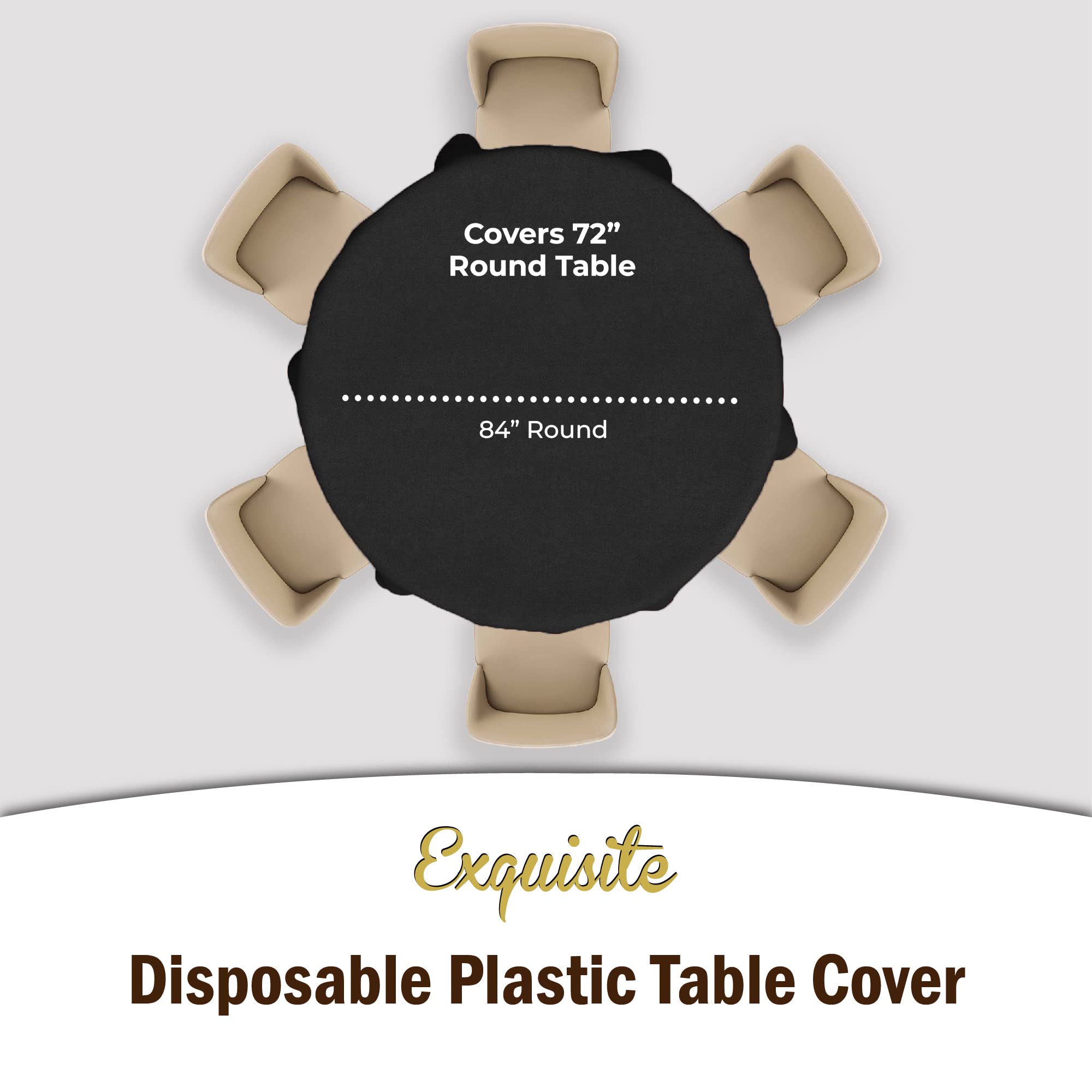 Black Round Plastic Table Covers | 48 Count