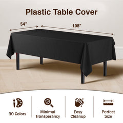 Black Plastic Table Covers | 12 Pack