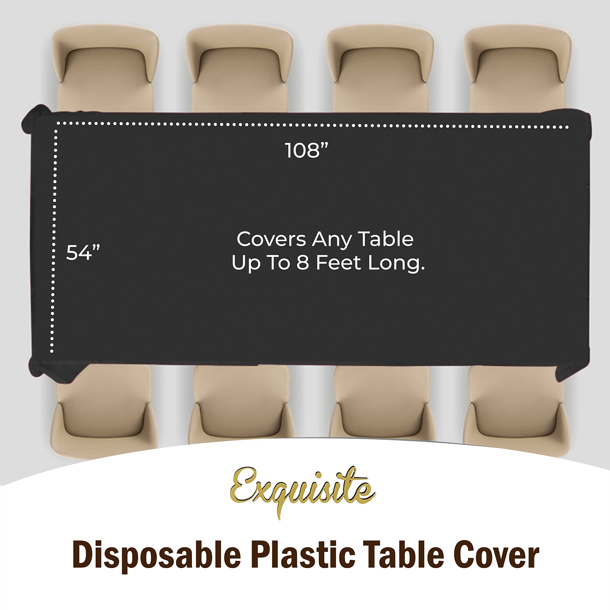 Black Plastic Table Covers | 48 Count