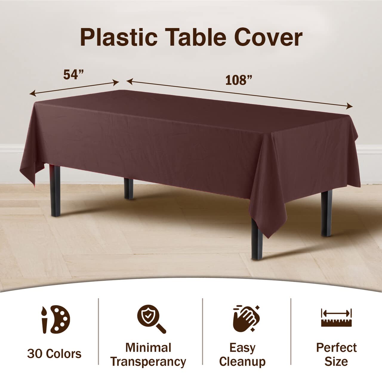 Brown Plastic Table Covers | 48 Count