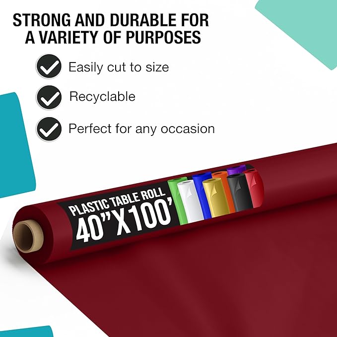 40 In. x 100 Ft. Burgundy Table Roll