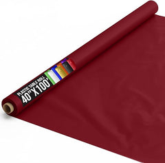 40 In. x 100 Ft. Premium Burgundy Plastic Table Roll | 6 Pack