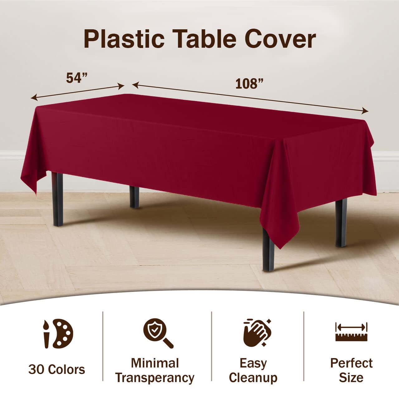 Burgundy Table Cover | 12 Pack