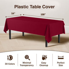 Burgundy Plastic Table Covers | 48 Count