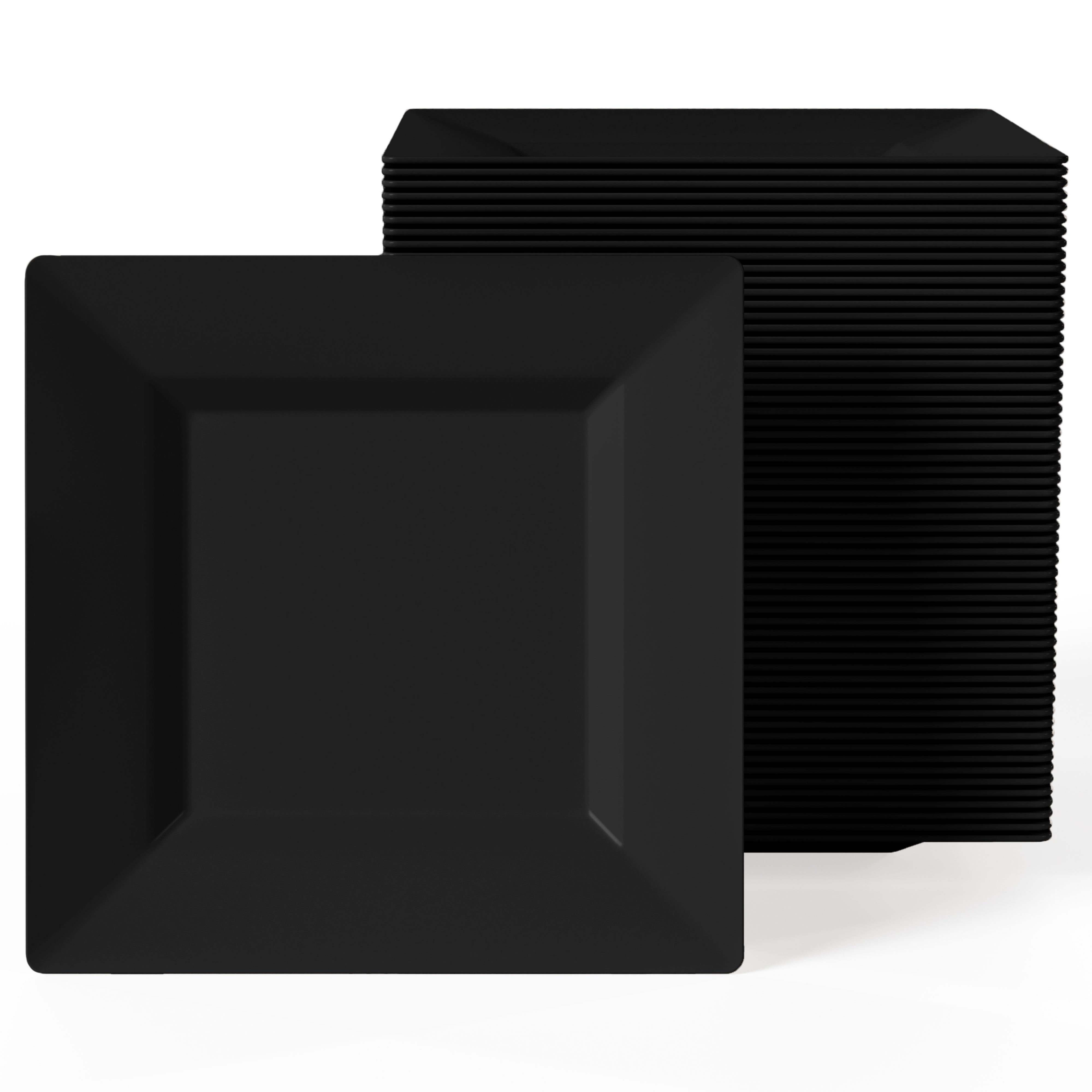 4.5 In. Black Square Plates | 100 Count