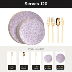 Blossom Circle Deluxe Set | Plates & Gold Cutlery | Serves 120