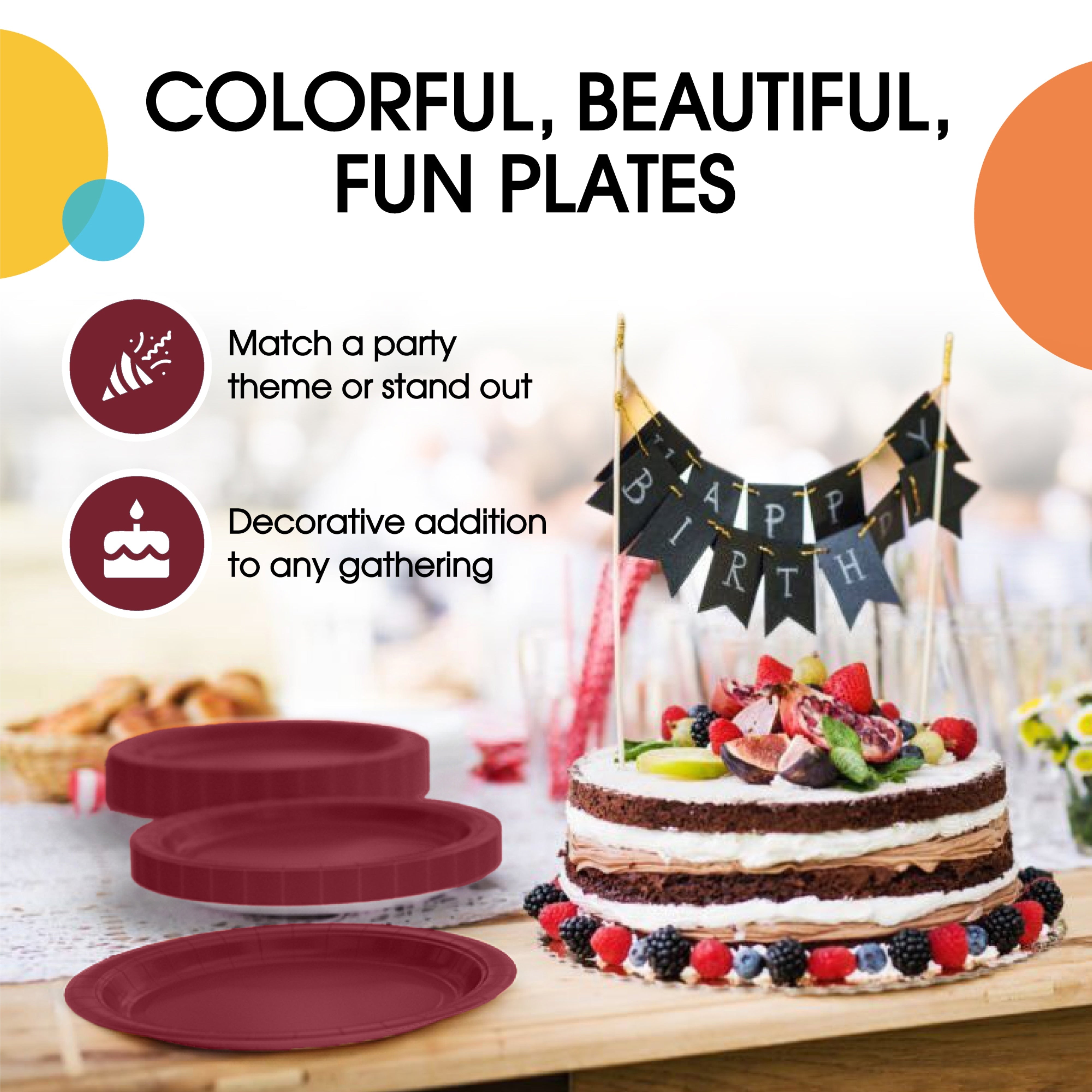 7 In. Burgundy Paper Plates | 500 Count