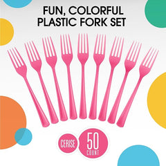 Heavy Duty Cerise Plastic Forks | 1200 Count